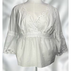 Venezia V-Neck 3/4 Sleeve Lace Collar Blouse Size 18/20